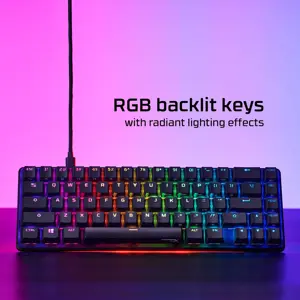 "HyperX Alloy Origins 65" - mechaninė žaidimų klaviatūra - HX Red (JAV išdėstymas), 65%, USB, mechaninė, RGB LED, juoda