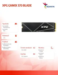 SSD diskas ADATA XPG Gammix S70 BLADE 2 TB, M.2 2280, PCIe Gen4x4