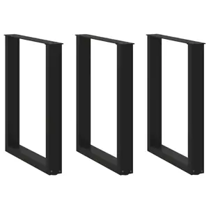 Valgomojo stalo kojelės, 3 vnt., juodos, 70x(72-73) cm, plienas, U formos
