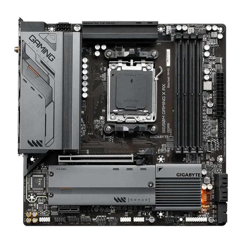 Gigabyte B650M GAMING X AX (rev. 1.x), AMD, Socket AM5, AMD Ryzen™ 5, AMD Ryzen 7 7th Gen, AMD Ryzen 9 7th Gen, Socket AM5, DDR5-SDRAM, 128 GB