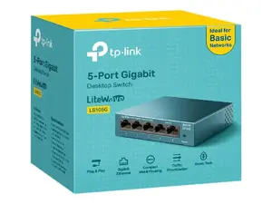 "TP-Link" 5 prievadų 10/100/1000Mbps stalinio kompiuterio tinklo komutatorius, nevaldomas, Gigabit Ethernet (10/100/1000), montuojamas ant sienos