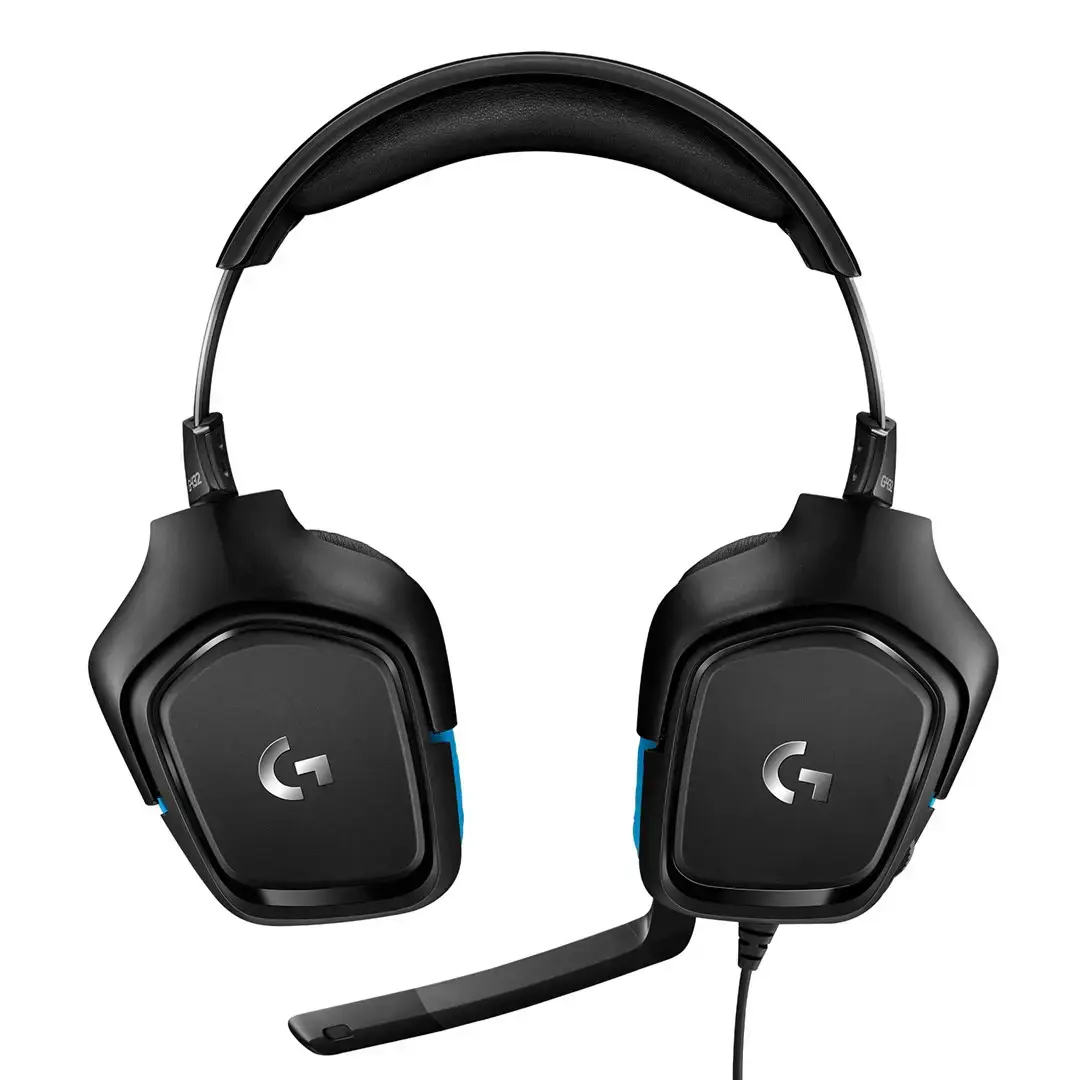 LOGITECH G432 laidinės 7.1 žaidimų ausinės - odinės - juodos/mėlynos spalvos - USB