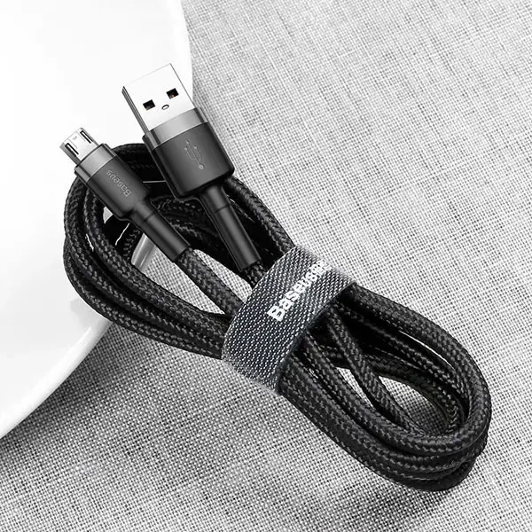 Baseus Cafule Cable Durable Nylon Braided Wire USB | micro USB QC3.0 2.4A 1M black-grey (CAMKLF-BG1)