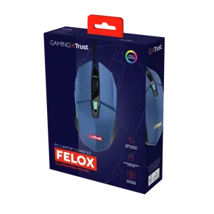 "Trust GXT109B FELOX", dvipusis, A tipo USB, 6400 DPI, mėlynas
