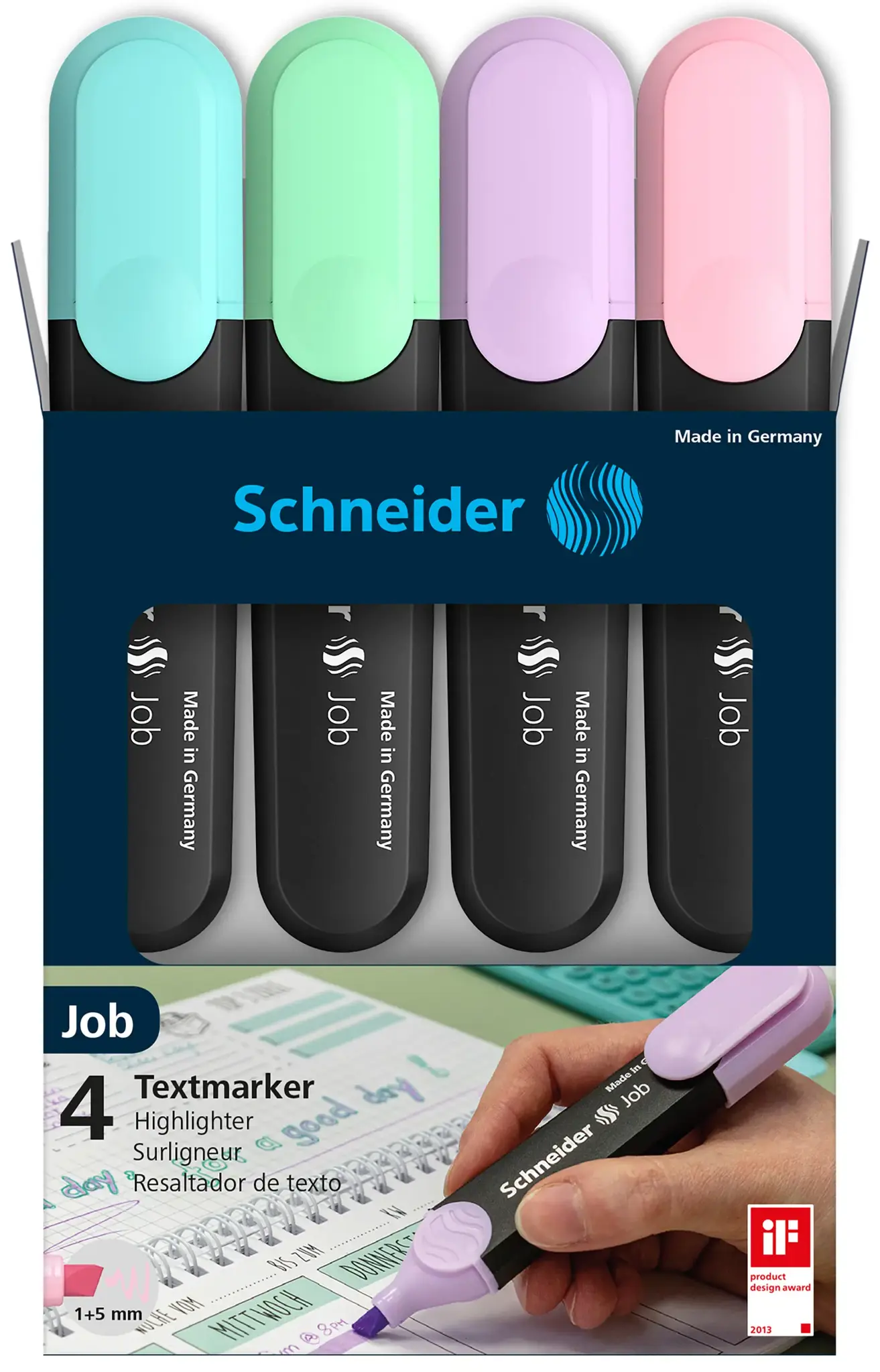 Žymeklis Job pastel asorti Wallet, 4 vnt