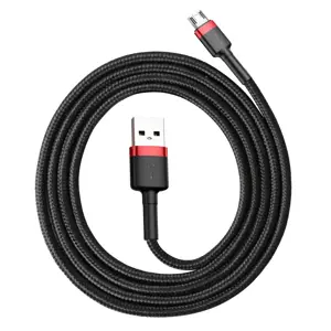 "Baseus Cafule Cable" patvarus nailono kabelis USB / micro USB QC3.0 2.4A 1 m juodas+raudonas (juodas+raudonas)