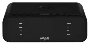 "Adler" žadintuvas su belaidžiu įkrovikliu AD 1192B AUX in, juodas, žadintuvo funkcija