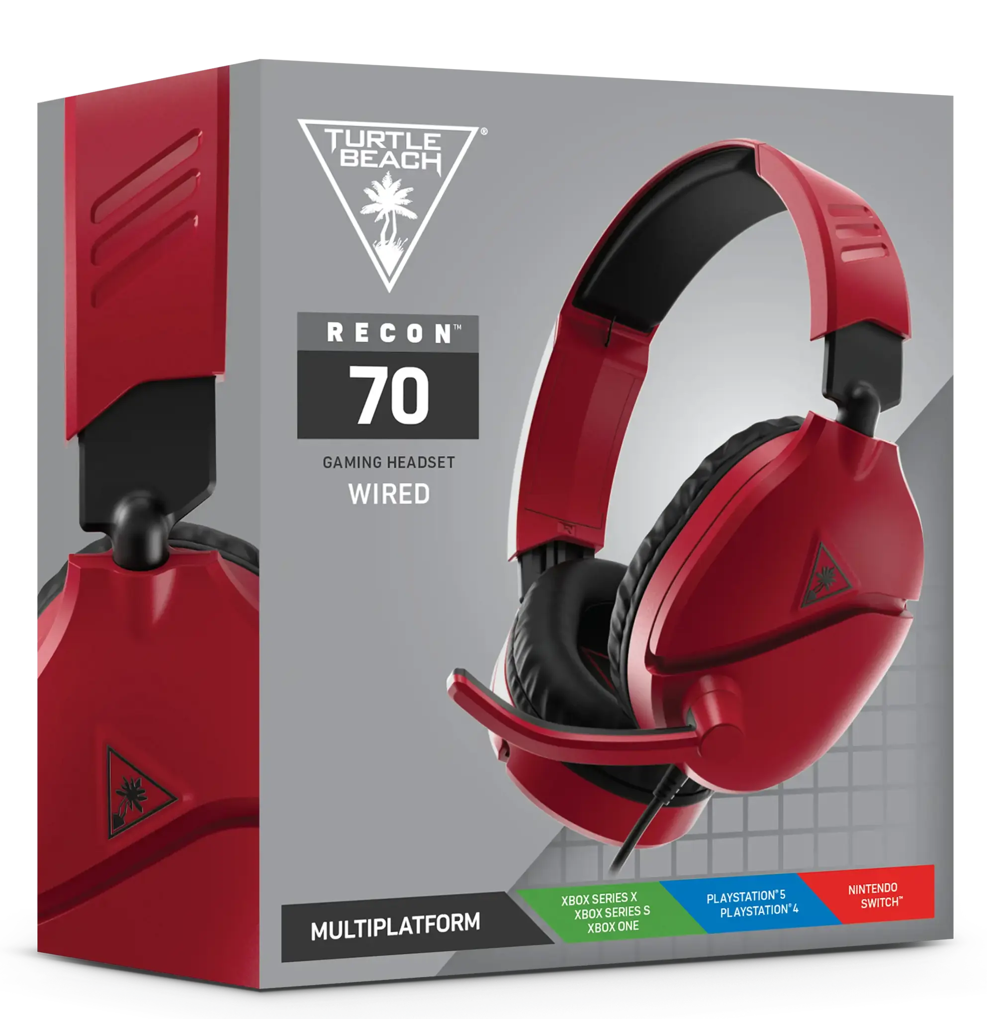 "Turtle Beach Recon 70" žaidimų ausinės, skirtos "Nintendo Switch", laidinės, žaidimų, 20 - 20000 Hz, 571,5 g, ausinės, juodos, raudonos spalvos