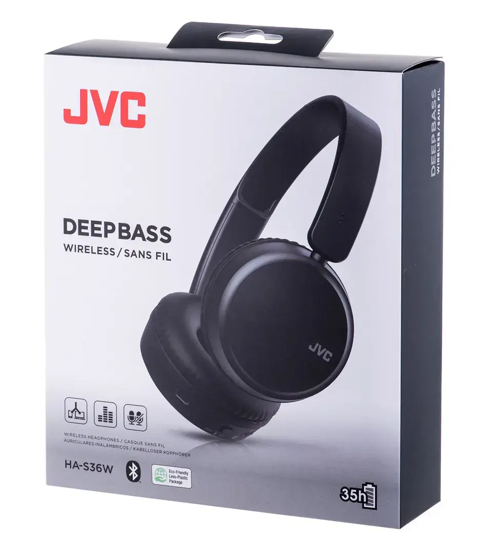 JVC HA-S36W ausinės Belaidės ausinės su ausinėmis, skirtos skambučiams ir muzikai "Bluetooth", juodos spalvos