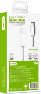 "D-Fruit" kabelis USB-C - USB-C 1 m, baltas (DF901C)