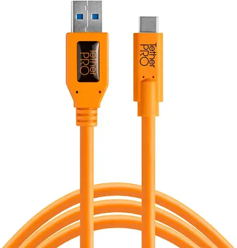 "Tether Tools" kabelis USB - USB-C 4,6 m, oranžinis
