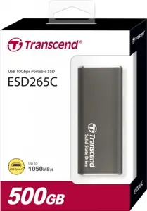 Išorinis SSD diskas TRANSCEND ESD265C 500GB USB-C 3D NAND Įrašymo greitis 950 MBajtų/sek Skaitymo g…