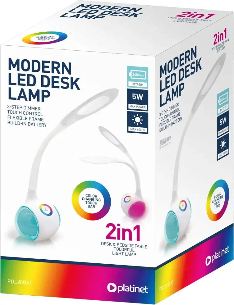 Platinet stalinė lempa PDL20 5W 2in1, balta (44894)