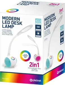 Platinet stalinė lempa PDL20 5W 2in1, balta (44894)