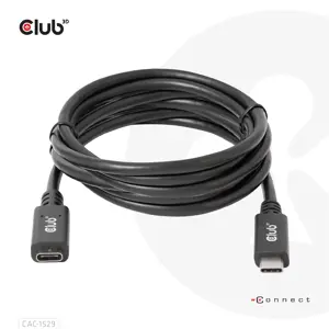 CLUB3D USB Gen1 Type-C Extension Cable 5Gbps 60W(20V/3A) 4K60Hz M/F 2m/6.56ft, 2 m