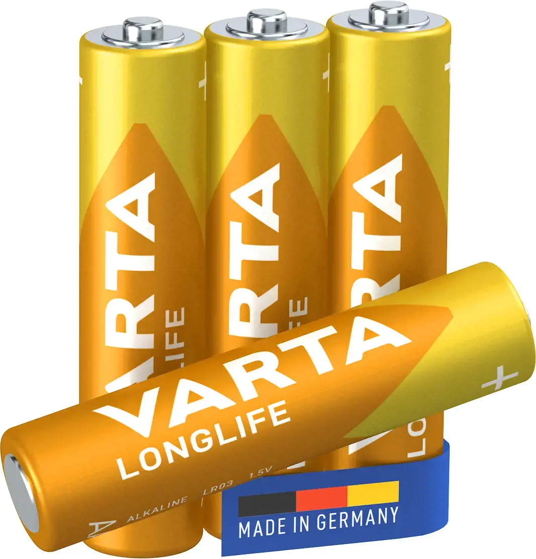 Varta 4103, Vienkartinė baterija, AAA, šarminė, 1,5 V, 4 vnt., mėlyna, geltona