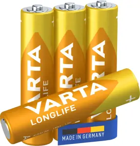 Varta 4103, Vienkartinė baterija, AAA, šarminė, 1,5 V, 4 vnt., mėlyna, geltona