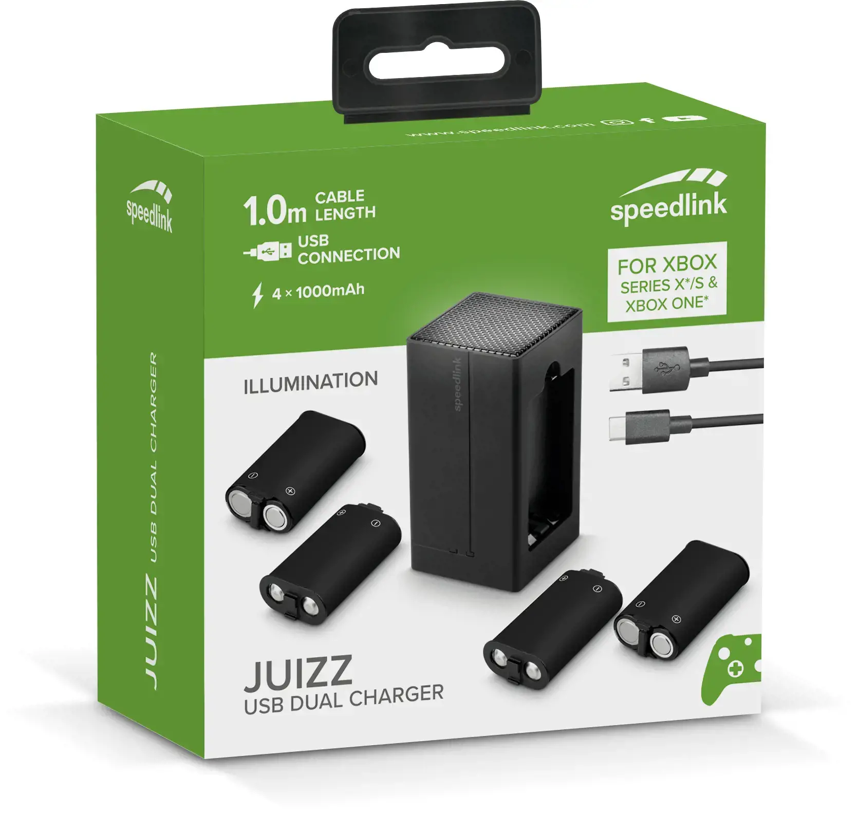 "Speedlink" įkroviklis "Juizz Xbox" USB Dual (SL-260003-BK)