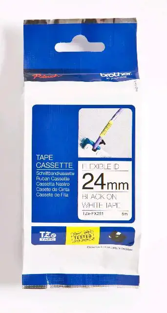 Brother Laminated tape, Black on white, TZe, Thermal transfer, Brother, PT-2430PC, PT-2700, PT-9600, PT-2730, PT-9700PC, PT-9800PCN, 2.4 cm