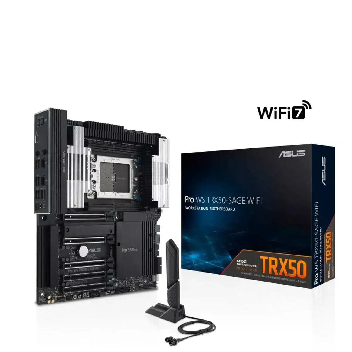 ASUS Pro WS TRX50-SAGE WIFI, AMD, Socket sTR5, AMD Ryzen™ Threadripper™, DDR5-SDRAM, DIMM, Quad-channel
