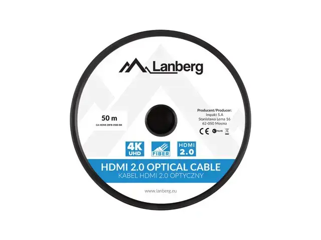 LANBERG HDMI v.20 M/M kabelis 50 m optinis AOC juodas