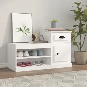 Spintelė batams, baltos spalvos, 100x42x60cm, apdirbta mediena