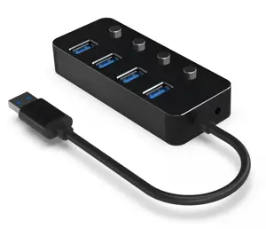 GEMBIRD USB 3.1 Gen 1 4 prievadų šakotuvas su jungikliais, juodas