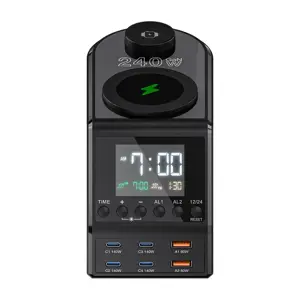 Blitzwolf BW-FW10 alarm clock with charger 2xUSB-A, 4xUSB-C, 240W