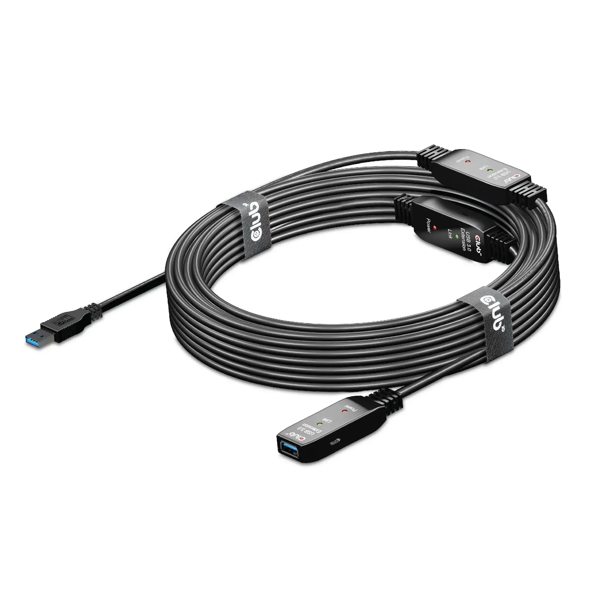 CLUB3D USB 3.2 Gen1 Active Repeater Cable 15m/ 49.2 ft M/F 28AWG, 15 m, USB A, USB A, USB 3.2 Gen 1 (3.1 Gen 1), Black