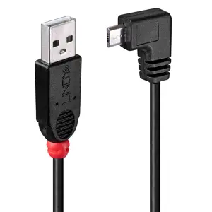 Lindy 1m USB 2.0 Cable - Type A to Micro-B Cable, 90 Degree Right Angle, 1 m, USB A, Micro-USB B, U…