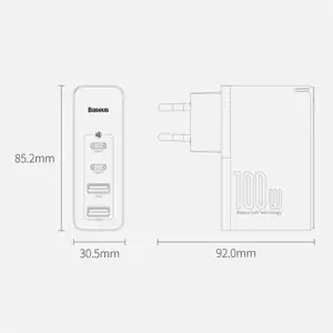 "Baseus GaN2 Pro" greitasis įkroviklis 100 W USB / C tipo USB greitasis įkrovimas 4+ Power Delivery Black (juodas)