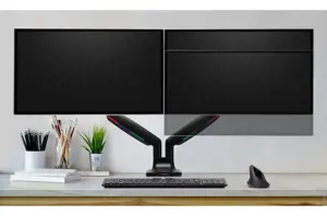 "Kensington SmartFit®" vienu prisilietimu reguliuojamo aukščio dviguba monitoriaus atrama, spaustukas, 9 kg, 33 cm (13"), 86,4 cm (34"), 100 x 100 mm, juoda