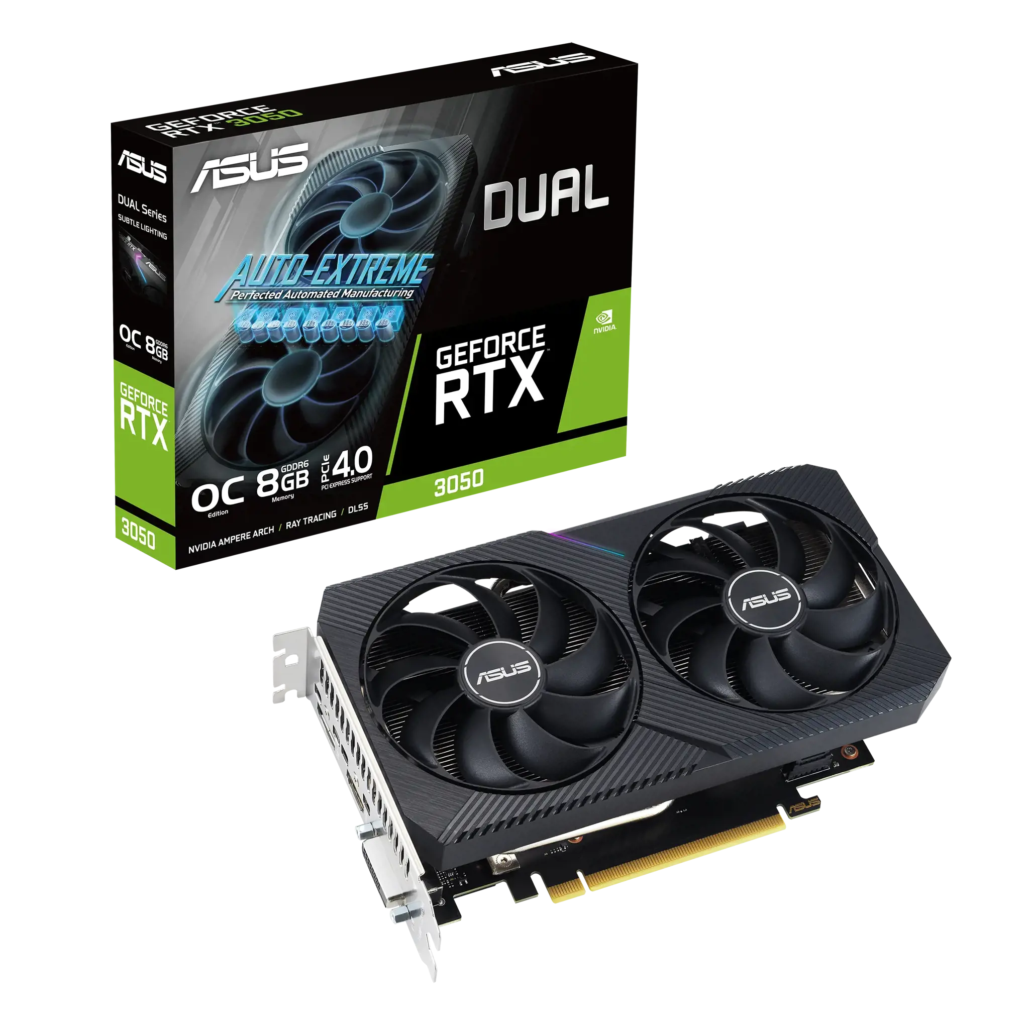 Vaizdo plokštė ASUS GeForce RTX 3050 8 GB, GDDR6, 128 bitai, 90YV0GH6-M0NA00