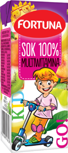 Multivitaminų sultys FORTUNA, Mergaitė, 100%, 0,2 l