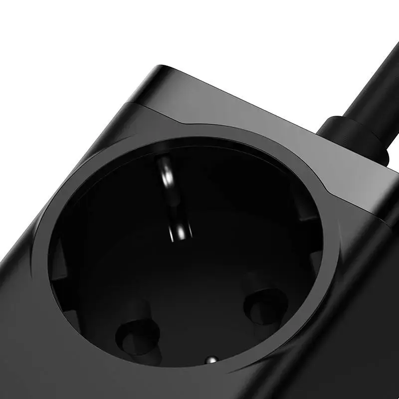 "Baseus GaN3 Pro" sieninis įkroviklis / maitinimo juosta 2xUSB + 2xUSB-C + AC, 100 W (juoda)