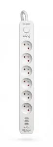 KERG power strip with circuit breaker-6 sockets 3USB 16A 1.5m