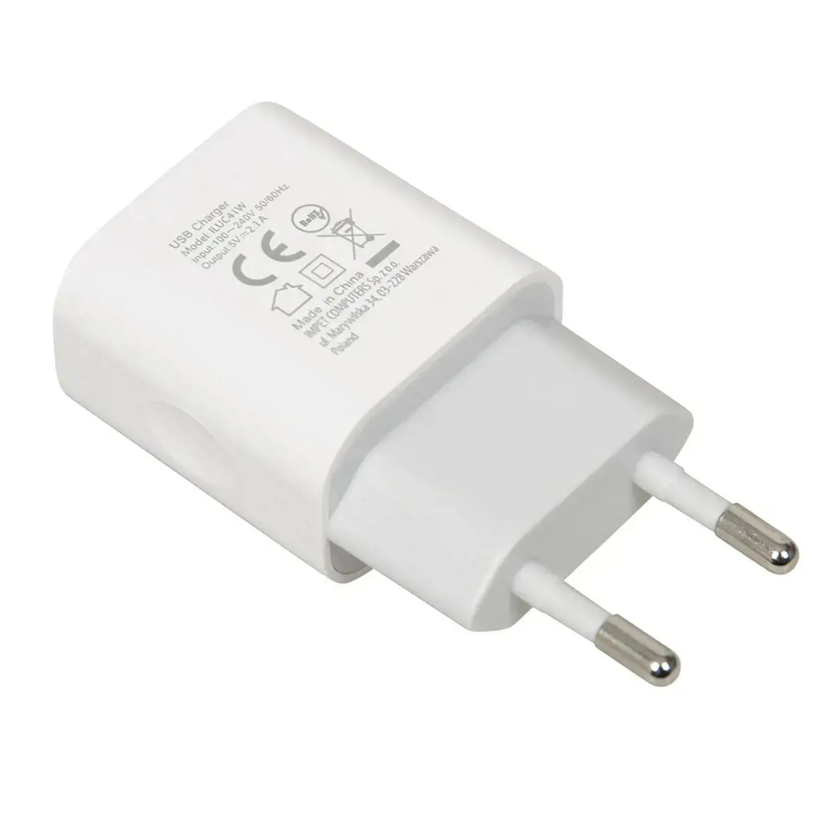 Power charger iBOX C-41 USB 2A, 1 USB port, microUSB cable, White