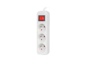 LANBERG PS1-03E-0300-W Lanberg 3M baltos spalvos LANTERGE CURVE 3X 230V PL su grandinės pertraukikliu, pilnas varis