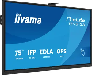iiyama 75" Google EDLA Certified IFP - Interactive display for seamless integration and collaboration in education and enterprise, Interactive flat panel, 190.5 cm (75"), 3840 x 2160 pixels, Wi-Fi, 18/7