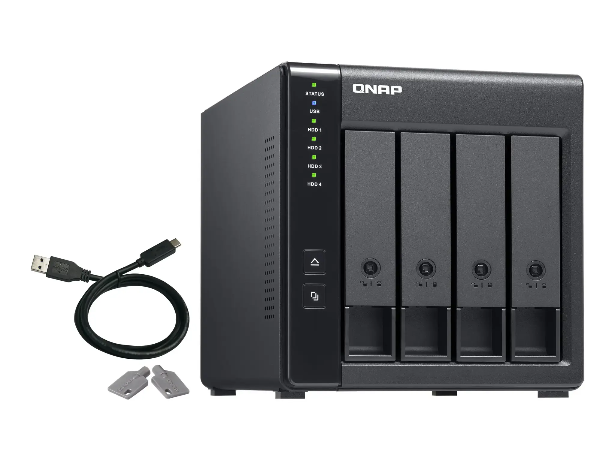 QNAP TR-004, HDD/SSD korpusas, 2,5/3,5", "Serial ATA II", 3 Gb/s, karšto keitimo, juodas