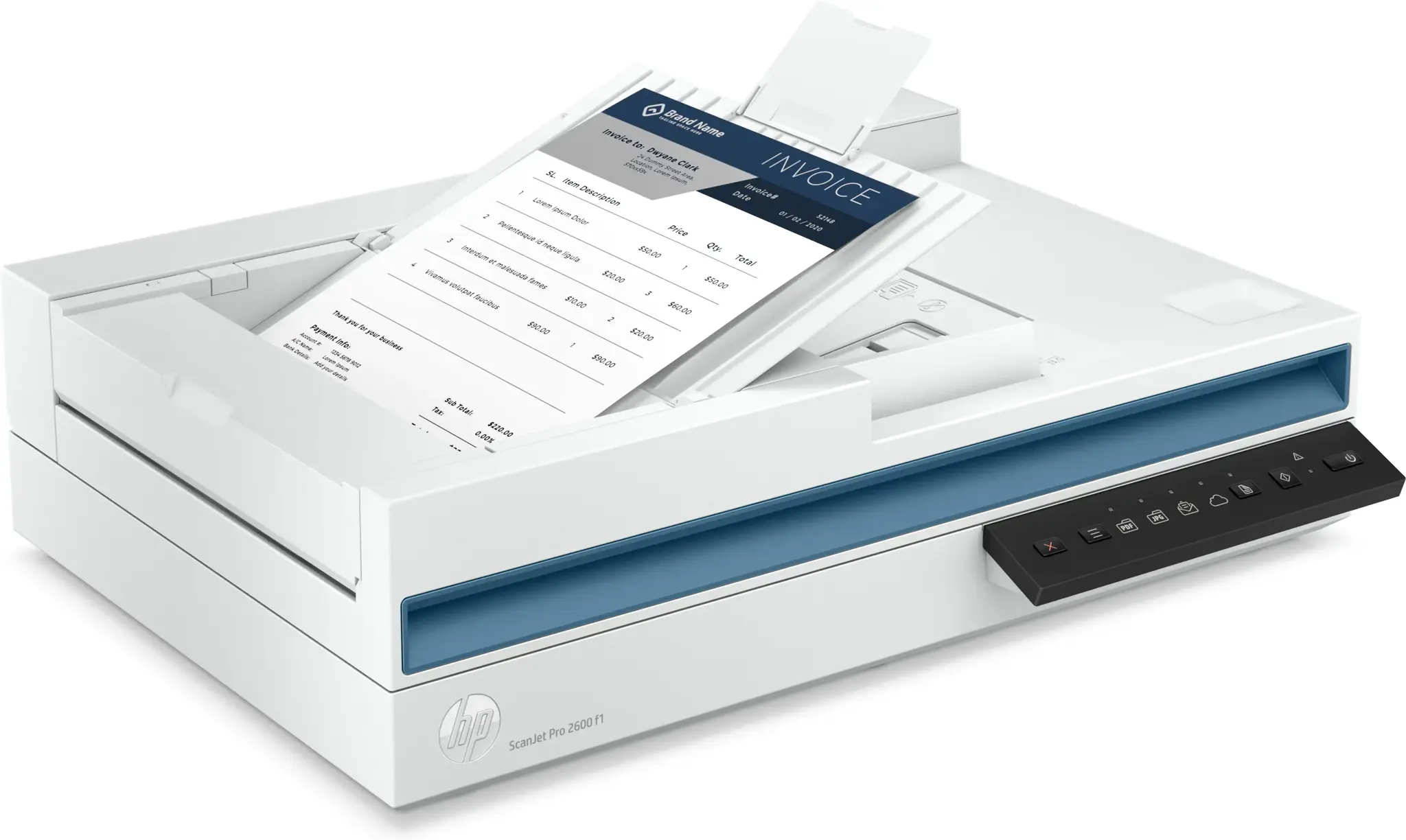 HP Scanjet Pro 2600 f1, 89 x 148 mm, 600 x 600 DPI, 1200 x 1200 DPI, 48 bit, 24 bit, 25 ppm