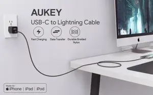 AUKEY CB-CL03 NAILONINIS USB C-LIGHTNING KABELIS 2 M PD