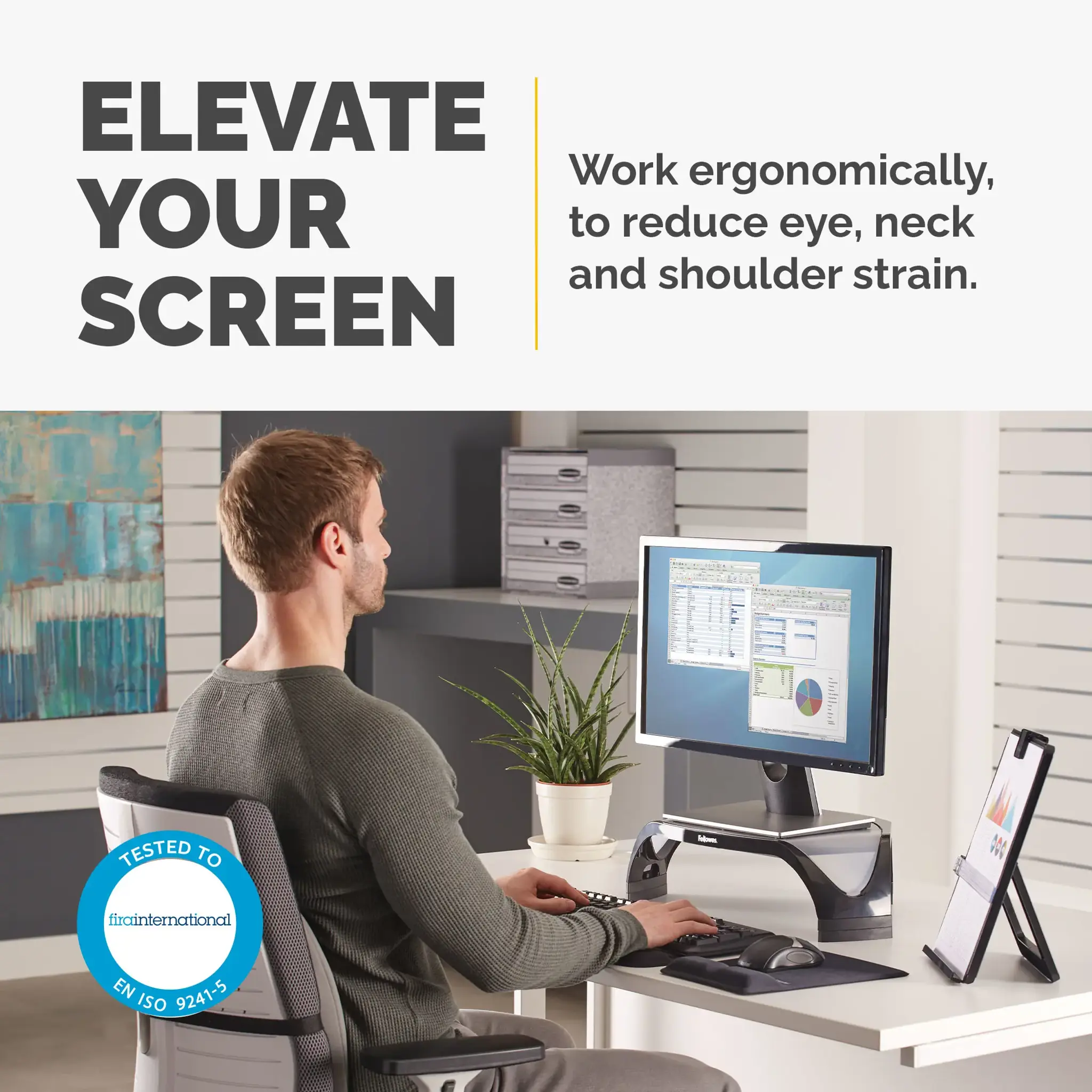 "Fellowes Smart Suites" monitoriaus pakyla, laisvai pastatoma, 10 kg, 53,3 cm (21"), reguliuojamas aukštis, juoda