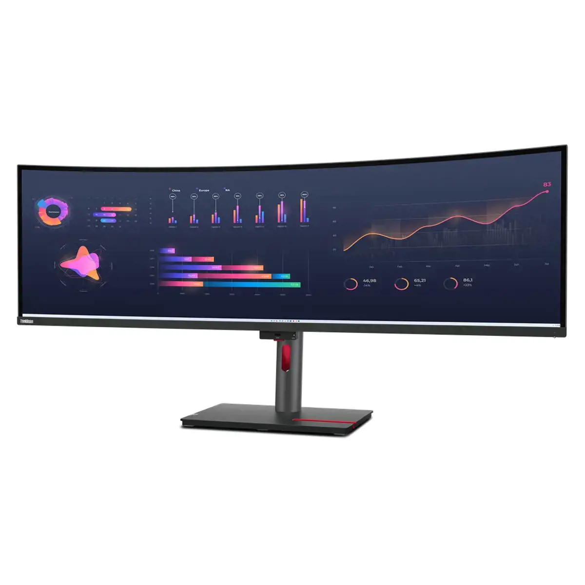 LENOVO P49w-30 49 colių IPS 5120x1440 32:9 60Hz 350cd/m2 4 ms 2x HDMI DP 4xUSB 3.2 G1 USB-C 3.2 G1 USB-C 3.2 G1 USB-B 3.2 G1 RJ45 2x5W Raven Black
