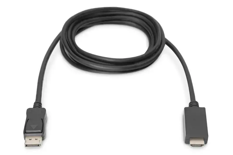 ASSMANN DisplayPort adapterio kabelis DP - HDMI Type A St / St 2.0m w / War. DP 1.2 HDMI 2.0 4K / 60Hz CE juodas