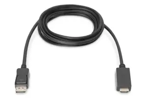 ASSMANN DisplayPort adapterio kabelis DP - HDMI Type A St / St 2.0m w / War. DP 1.2 HDMI 2.0 4K / 60Hz CE juodas
