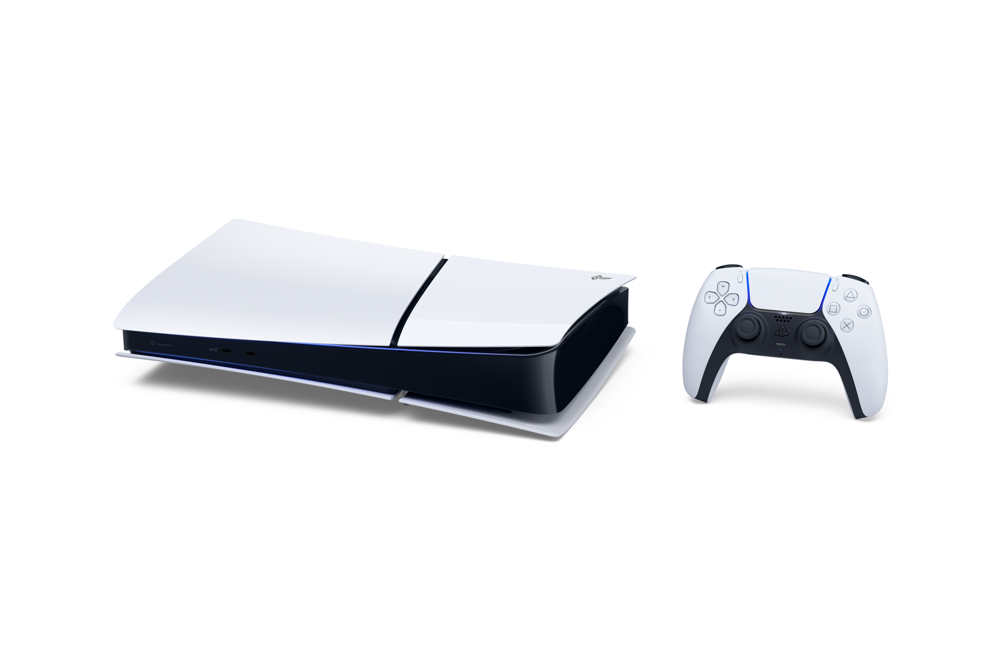 Sony PlayStation 5 (model group - Slim) Digital Edition, PlayStation 5, Black, White, 16384 MB, GDDR6, 448 GB/s, AMD