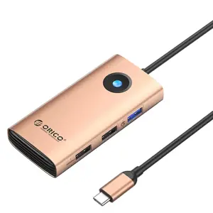 Prisijungimo stotelė HUB 5in1 Orico USB-C, HDMI, 2xUSB (rožinio aukso spalvos)