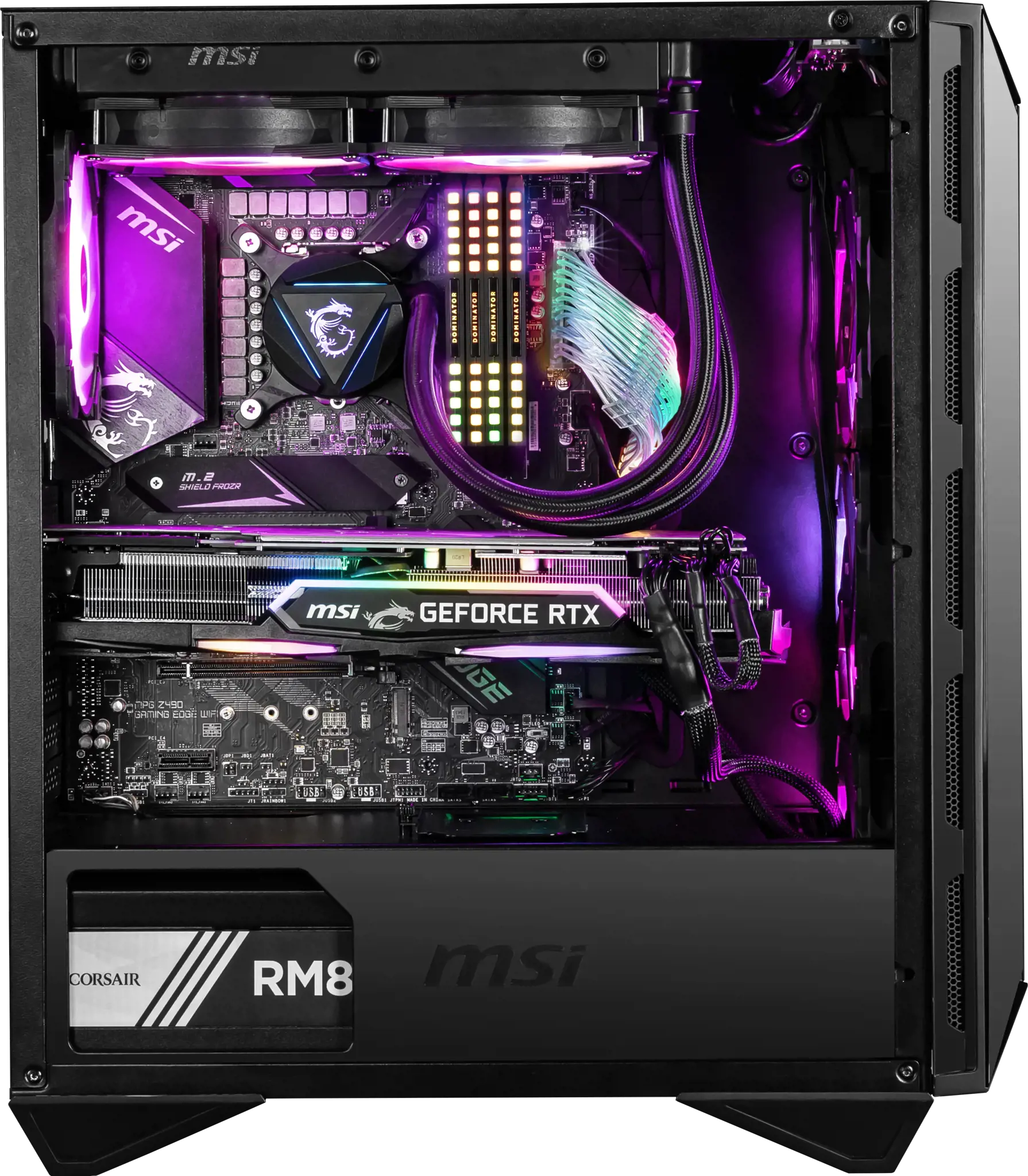 MSI MPG GUNGNIR 110R Vidutinio bokšto žaidimų kompiuterio korpusas, juodas, USB 3.2 Gen2 C tipo, 4x 120 mm ARGB ventiliatorius, "Mystic Light Sync", 1-6 ARGB valdymo plokštė, 2x grūdinto stiklo plokštės, ATX, mATX, mini-ITX, Midi Tower, kompiuteris, juodas, ATX, micro ATX, mini-ITX, metalas, plastikas, SPCC, grūdintas stiklas, žaidimų