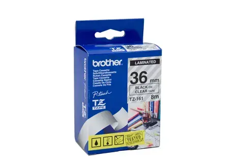 Brother Laminated tape 36mm, Black on transparent, TZe, Thermal transfer, China, 5 year(s), Brother
